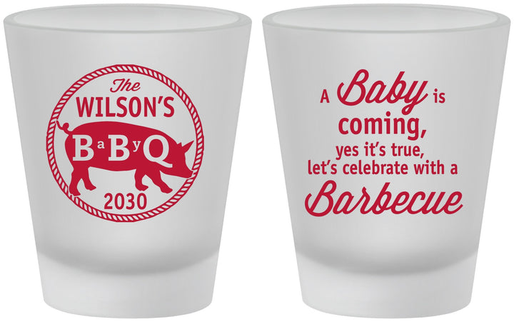 Custom Baby Shower Frosted Shot Glasses - Bbq | 90110