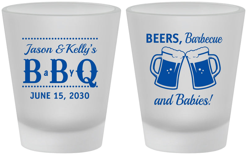 Custom Baby Shower Frosted Shot Glasses - Beers Bbq Babies | 90111