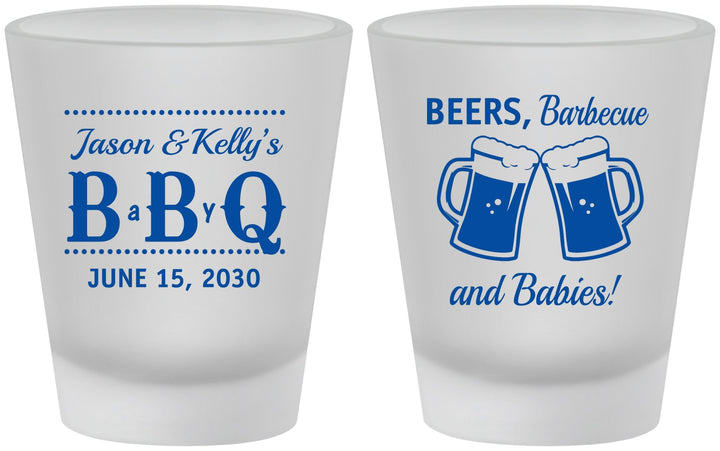 Custom Baby Shower Frosted Shot Glasses - Beers Bbq Babies | 90111