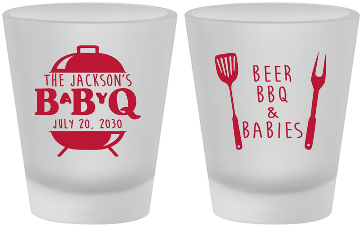 Custom Baby Shower Frosted Shot Glasses - Beers Bbq Babies | 90112