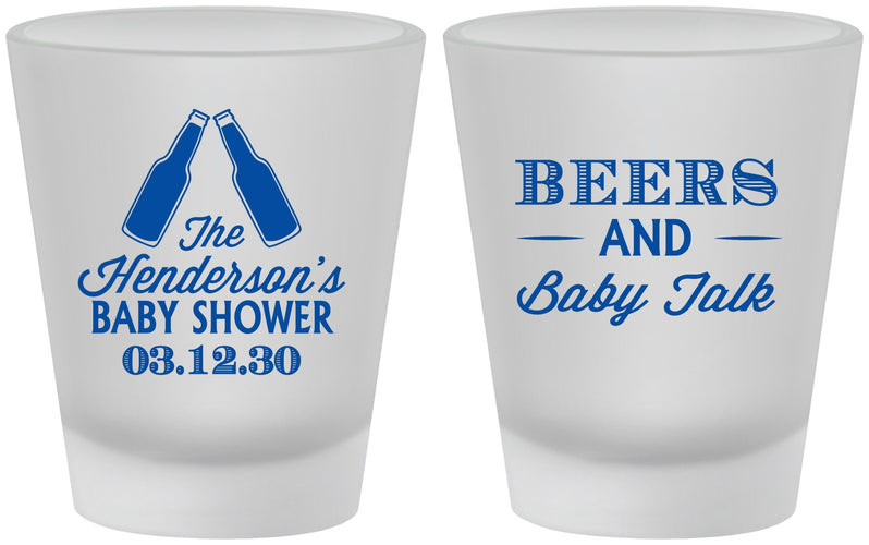 Custom Baby Shower Frosted Shot Glasses - Beers And Baby Talk | 90117