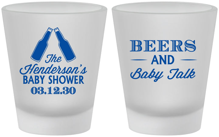 Custom Baby Shower Frosted Shot Glasses - Beers And Baby Talk | 90117