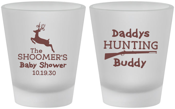Custom Baby Shower Frosted Shot Glasses - Hunting Deer | 90118