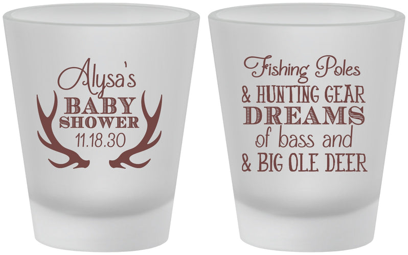 Custom Baby Shower Frosted Shot Glasses - Bass Deer | 90120