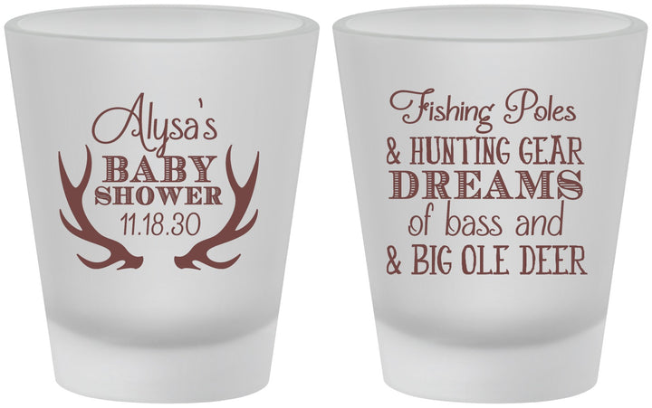 Custom Baby Shower Frosted Shot Glasses - Bass Deer | 90120