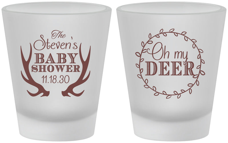 Custom Baby Shower Frosted Shot Glasses - Oh My Deer Christmas | 90121