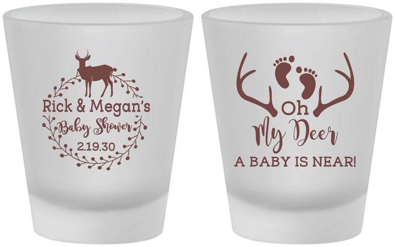 Custom Baby Shower Frosted Shot Glasses - Oh My Deer | 90123
