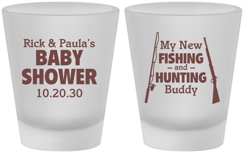 Custom Baby Shower Frosted Shot Glasses - Fishing Hunting | 90126