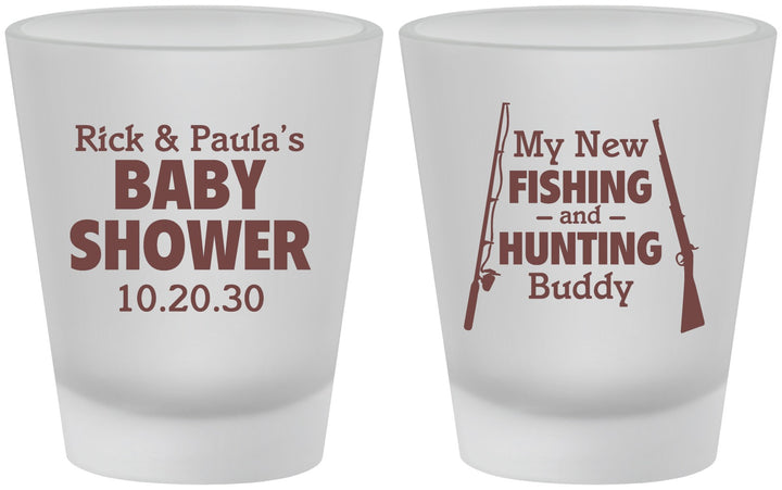 Custom Baby Shower Frosted Shot Glasses - Fishing Hunting | 90126