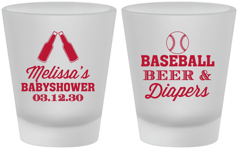 Custom Baby Shower Frosted Shot Glasses - Baseball Beer Diapers | 90132