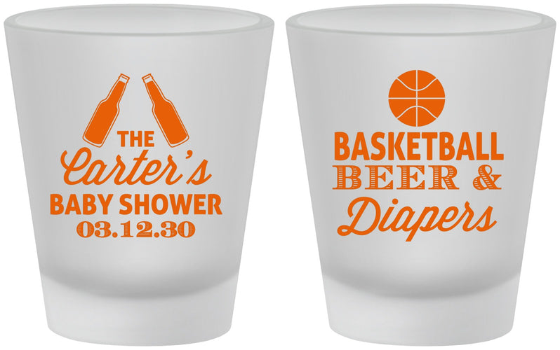 Custom Baby Shower Frosted Shot Glasses - Basketball Beer Diapers | 90133
