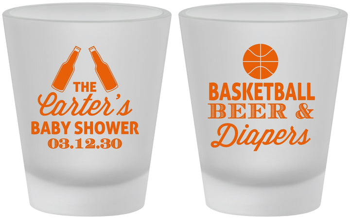 Custom Baby Shower Frosted Shot Glasses - Basketball Beer Diapers | 90133