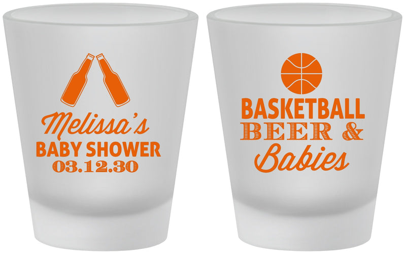Custom Baby Shower Frosted Shot Glasses - Basketball Beer Babies | 90134