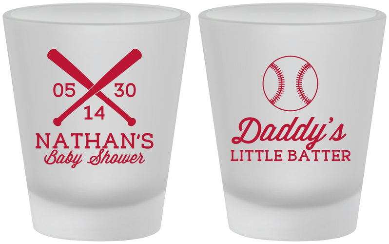 Custom Baby Shower Frosted Shot Glasses - Baseball Little Batter | 90136