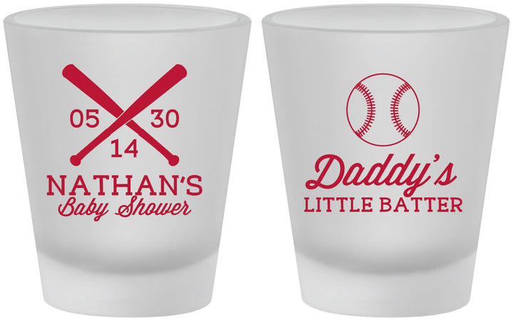 Custom Baby Shower Frosted Shot Glasses - Baseball Little Batter | 90136