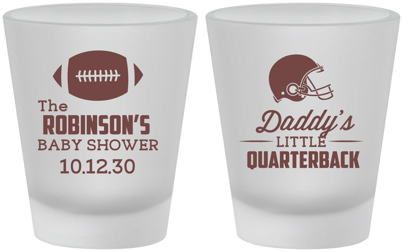 Custom Baby Shower Frosted Shot Glasses - Football Little Quarterback | 90138