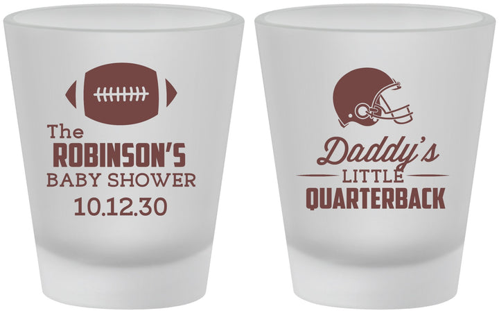 Custom Baby Shower Frosted Shot Glasses - Football Little Quarterback | 90138