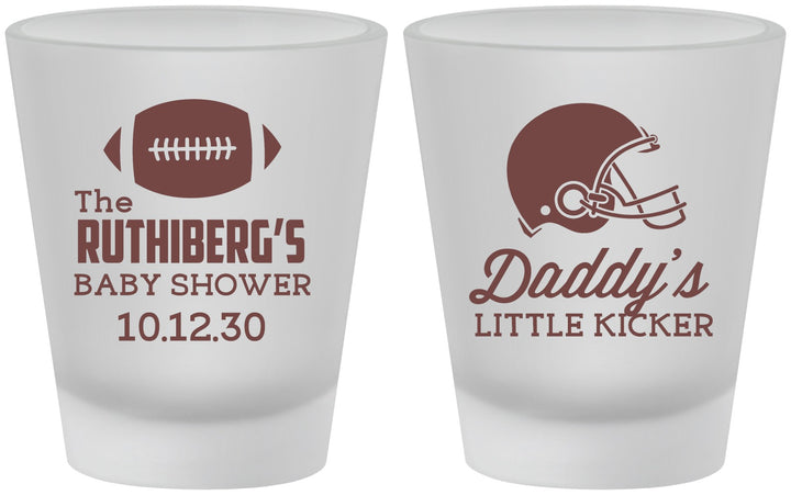 Custom Baby Shower Frosted Shot Glasses - Football Little Kicker | 90139