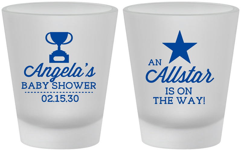 Custom Baby Shower Frosted Shot Glasses - Allstar On The Way | 90140