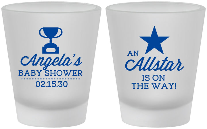 Custom Baby Shower Frosted Shot Glasses - Allstar On The Way | 90140