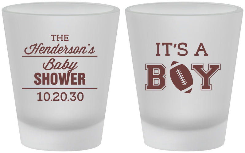 Custom Baby Shower Frosted Shot Glasses - Football | 90142