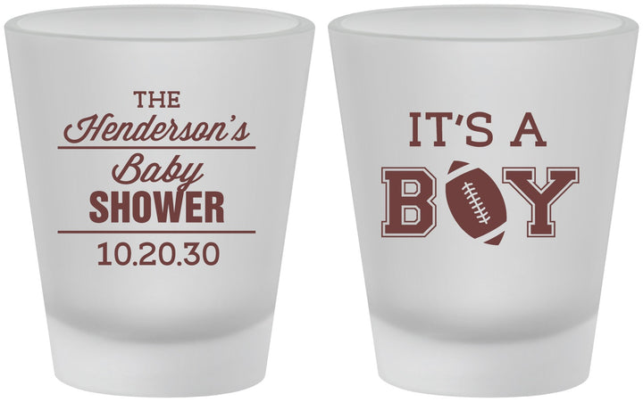 Custom Baby Shower Frosted Shot Glasses - Football | 90142