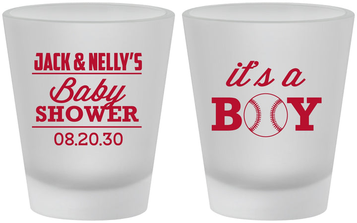 Custom Baby Shower Frosted Shot Glasses - Baseball Its A Boy | 90143