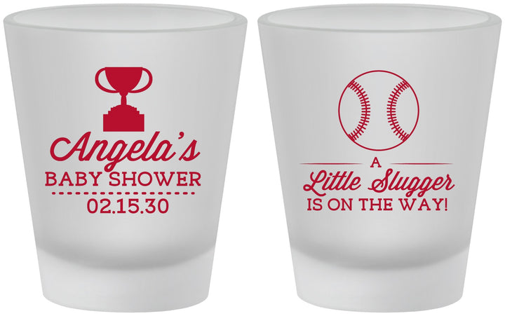 Custom Baby Shower Frosted Shot Glasses - Baseball Little Slugger | 90145