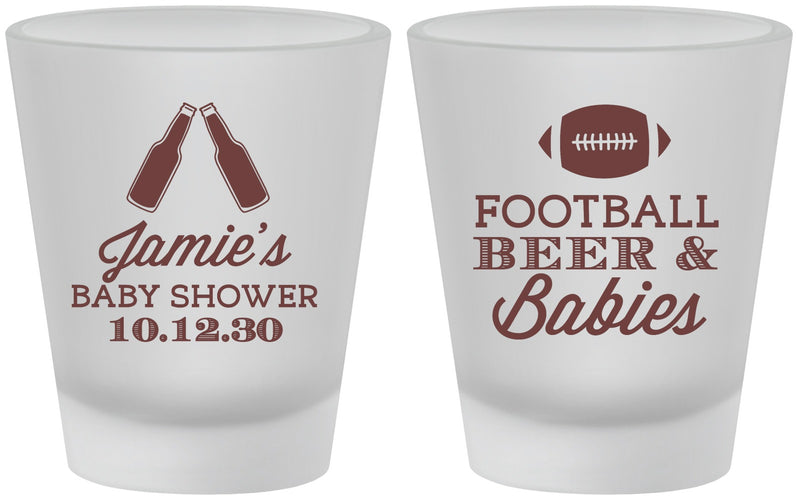 Custom Baby Shower Frosted Shot Glasses - Football Beer Babies | 90147