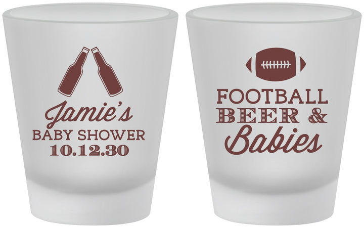 Custom Baby Shower Frosted Shot Glasses - Football Beer Babies | 90147