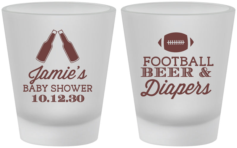 Custom Baby Shower Frosted Shot Glasses - Football Beer Diapers | 90148