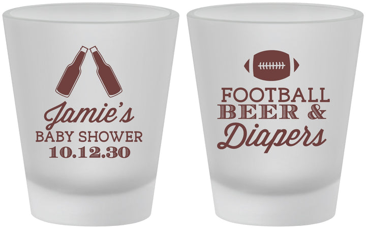 Custom Baby Shower Frosted Shot Glasses - Football Beer Diapers | 90148