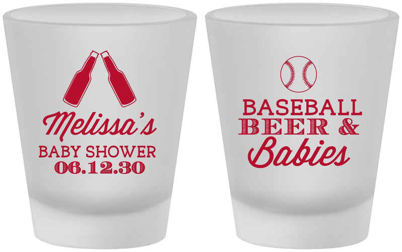 Custom Baby Shower Frosted Shot Glasses - Baseball Beer Diapers | 90149