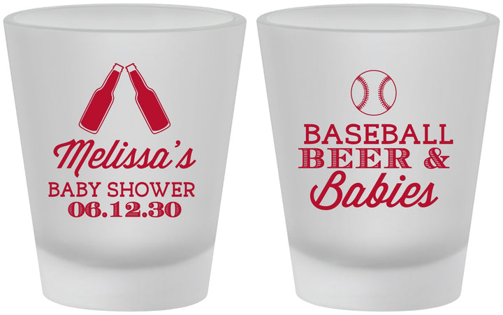 Custom Baby Shower Frosted Shot Glasses - Baseball Beer Diapers | 90149