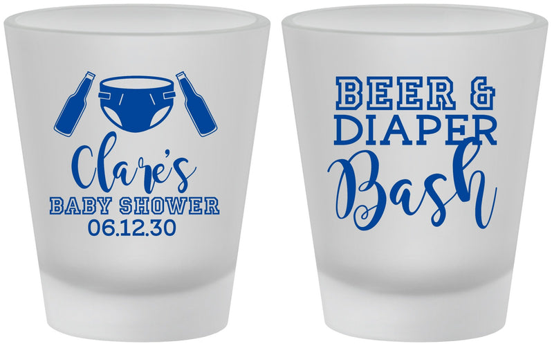 Custom Baby Shower Frosted Shot Glasses - Beer Diapers Bash | 90151