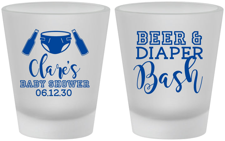 Custom Baby Shower Frosted Shot Glasses - Beer Diapers Bash | 90151