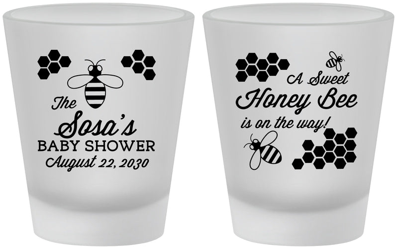 Custom Baby Shower Frosted Shot Glasses - Honey Bee | 90154