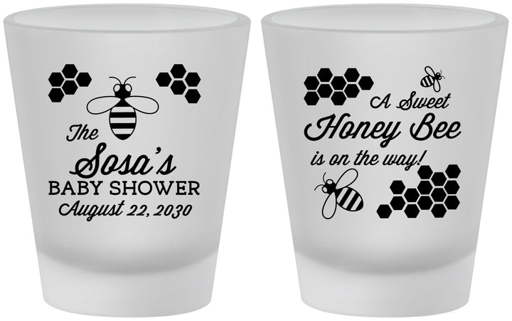 Custom Baby Shower Frosted Shot Glasses - Honey Bee | 90154