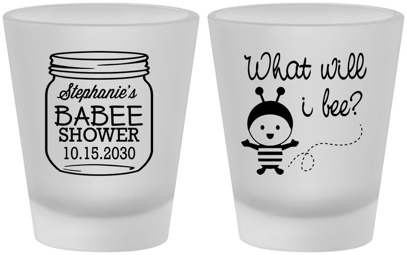 Custom Baby Shower Frosted Shot Glasses - What Will I Bee | 90156