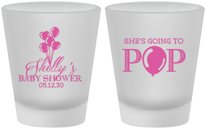 Custom Baby Shower Frosted Shot Glasses - Shes Going To Pop | 90157