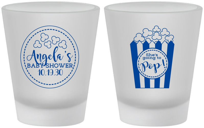 Custom Baby Shower Frosted Shot Glasses - Shes Going To Pop | 90159
