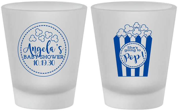 Custom Baby Shower Frosted Shot Glasses - Shes Going To Pop | 90159