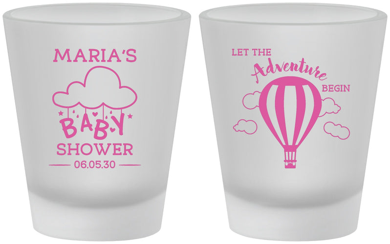 Custom Baby Shower Frosted Shot Glasses - Hot Air Balloon | 90164
