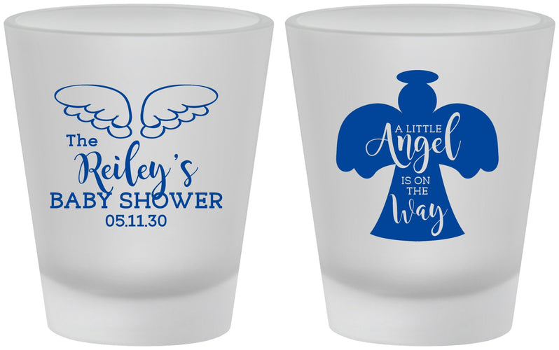 Custom Baby Shower Frosted Shot Glasses - Angel On The Way | 90165