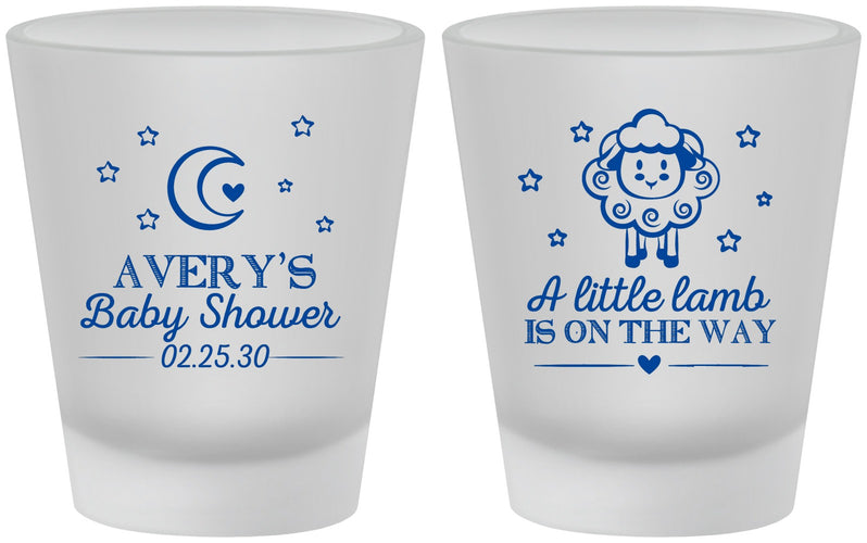 Custom Baby Shower Frosted Shot Glasses - Little Lamb On The Way | 90167