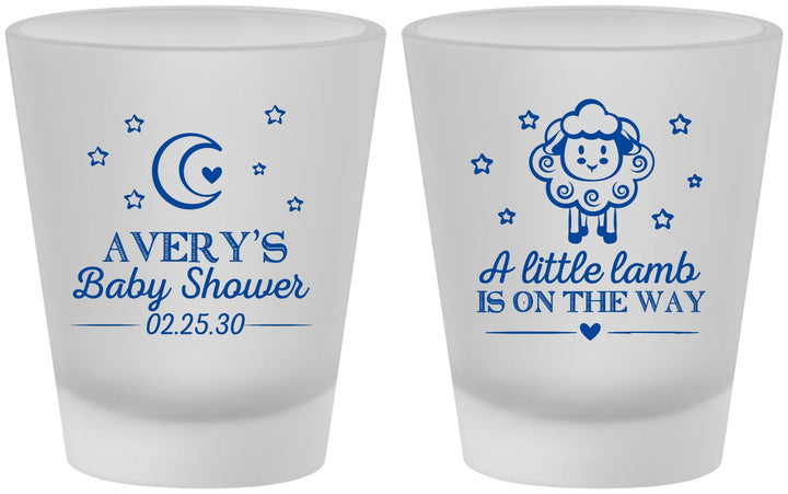 Custom Baby Shower Frosted Shot Glasses - Little Lamb On The Way | 90167