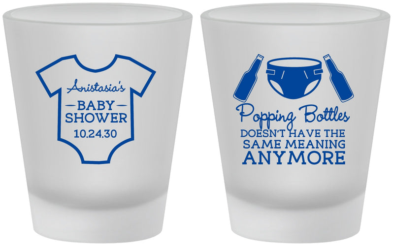 Custom Baby Shower Frosted Shot Glasses - Popping Bottles | 90169