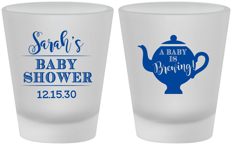 Custom Baby Shower Frosted Shot Glasses - Baby Is Brewing | 90172