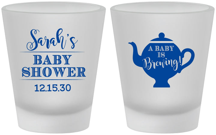 Custom Baby Shower Frosted Shot Glasses - Baby Is Brewing | 90172