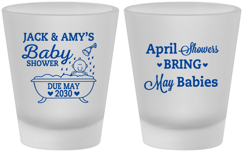 Custom Baby Shower Frosted Shot Glasses - April Showers May Babies | 90181